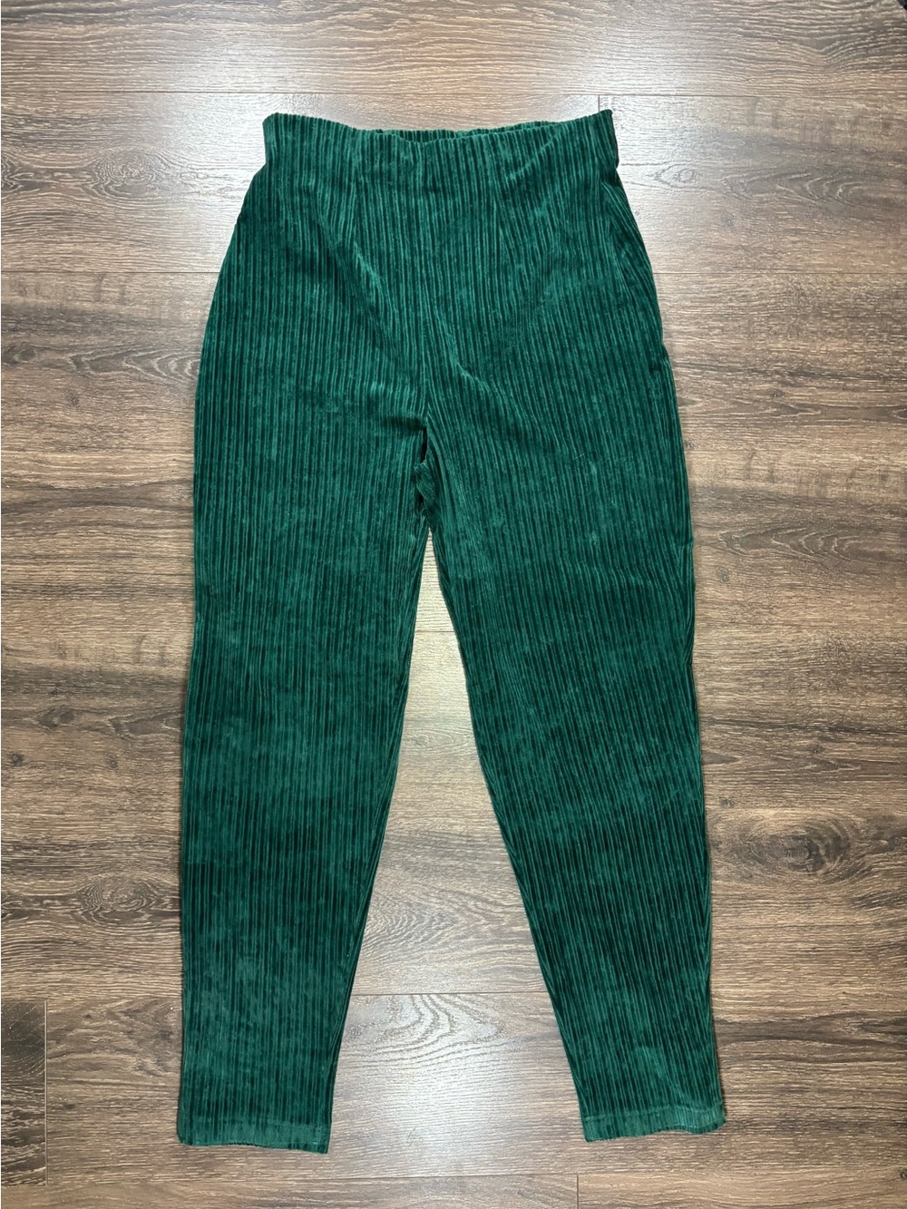 Vintage Liz Claiborne Dark Green Corduroy Elastic High-Waist Pants